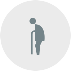 Icon of old stick figure person with cane